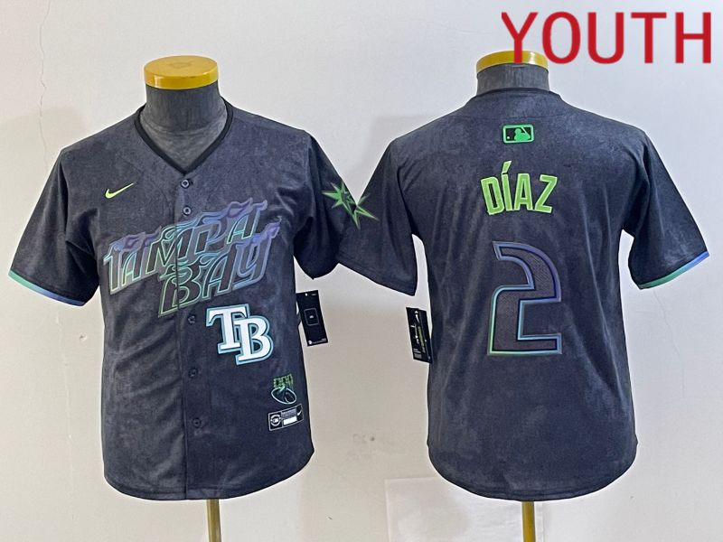 Youth Tampa Bay Rays #2 Diaz Nike MLB Limited City Connect Black 2024 Jersey style 5->youth mlb jersey->Youth Jersey
